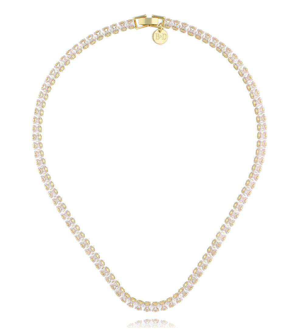 Naszyjnik typu tennis w złotej oprawie NS0423