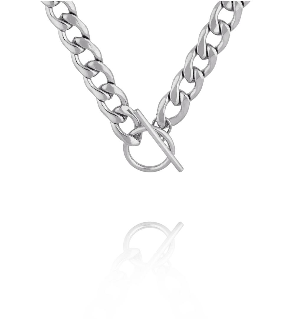 Naszyjnik typu curb w kolorze srebrnym NSY0586