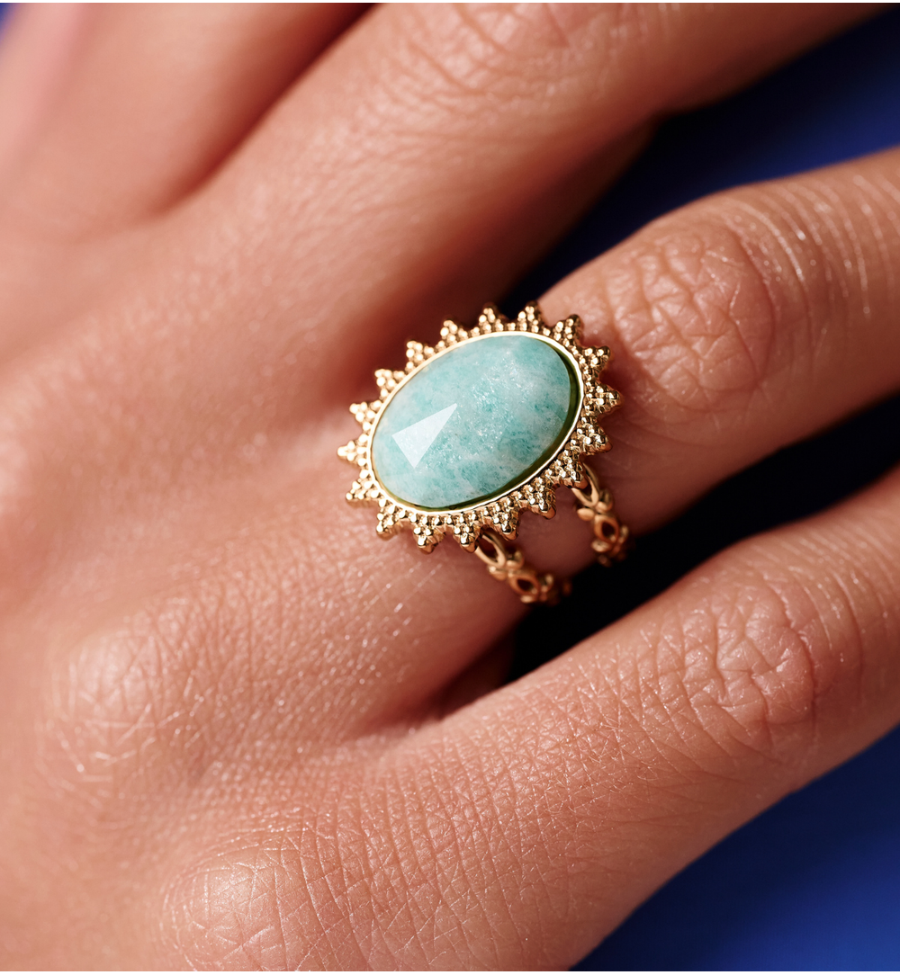 Pierścionek z amazonitem PEA0059