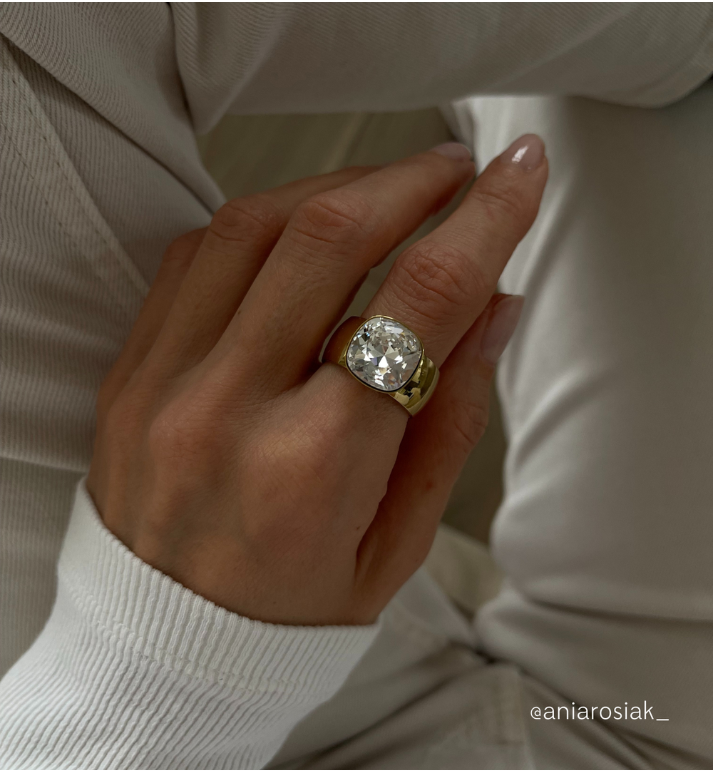 Pierścionek złoty z kryształem Glisser PSA0860