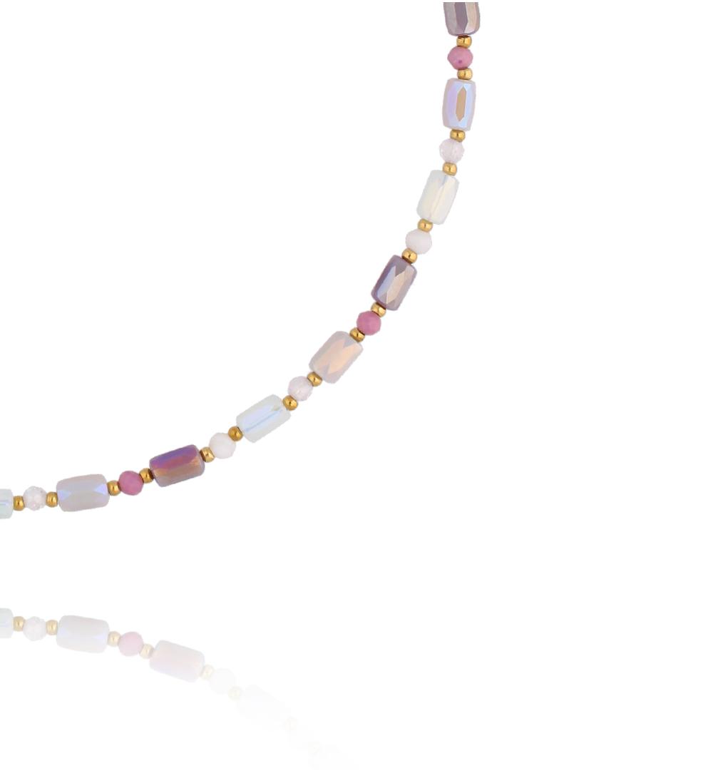 Naszyjnik w odcieniach opalu, różu i lila NTW1553