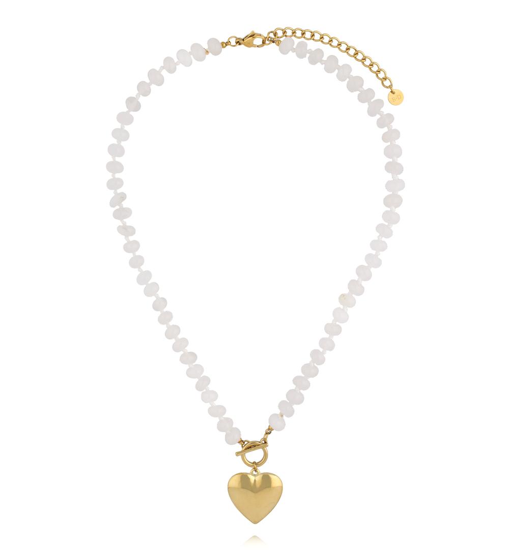 Naszyjnik z białymi jadeitami NPA1595