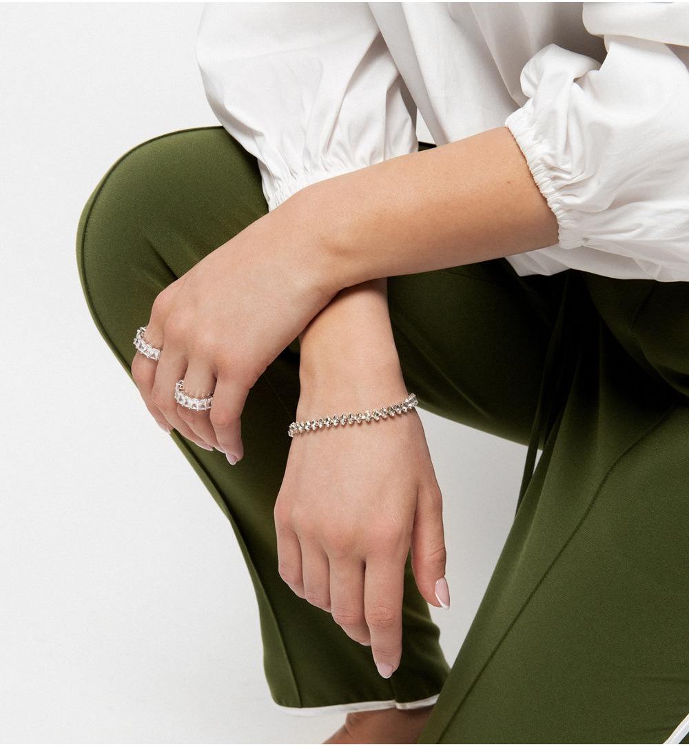 Pierścionek srebrny z kryształkami PRG0136 Rozmiar 10