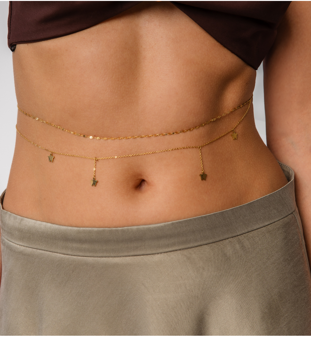 Naszyjnik na brzuch Body Chain z motylkami NSY0598