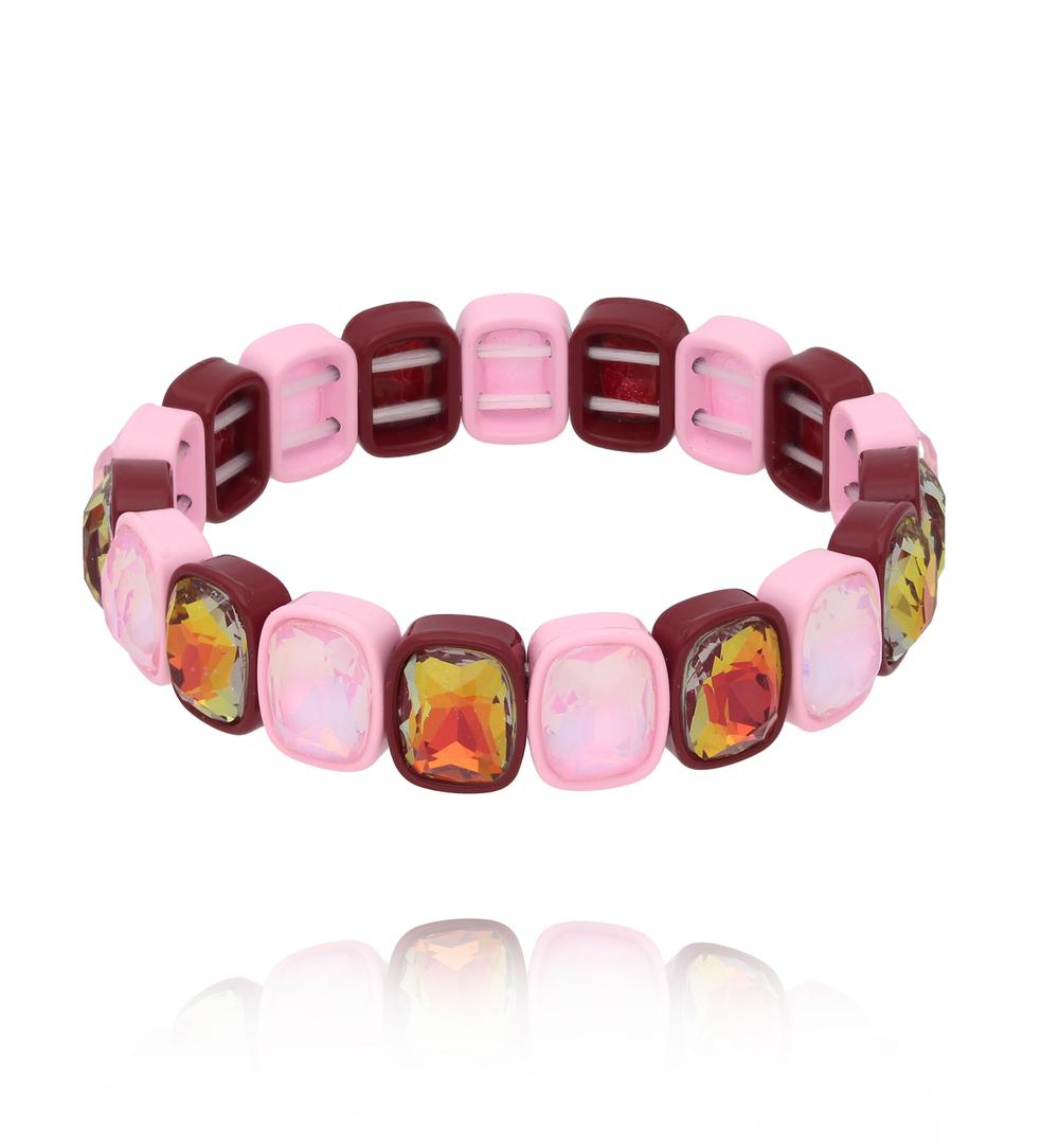 Bransoletka elastyczna z kryształami – róż i bordo BCR0098