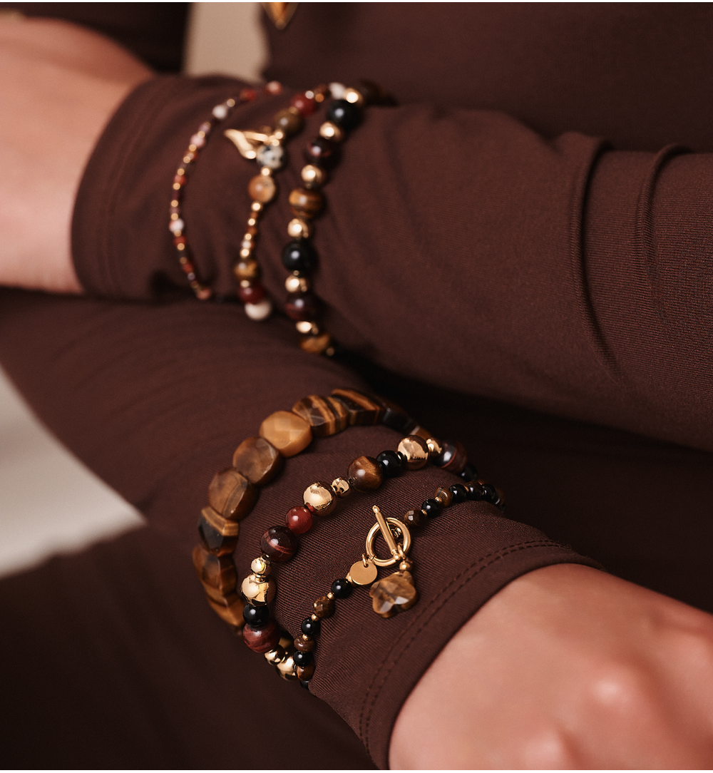 Bransoletka z tygrysim okiem i koniczynką  BSC2364