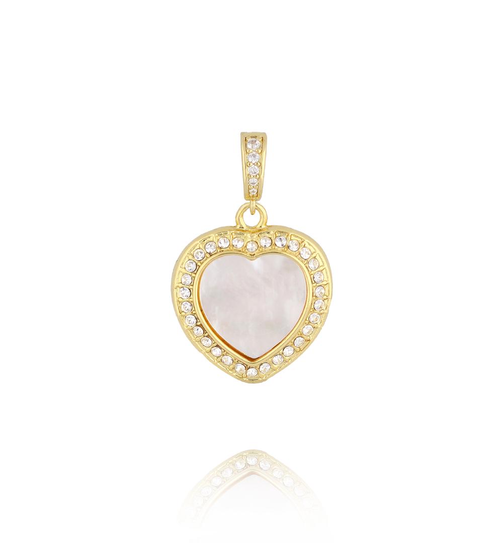 Charms złote serce z masą perłową i cyrkoniami CHSS0062