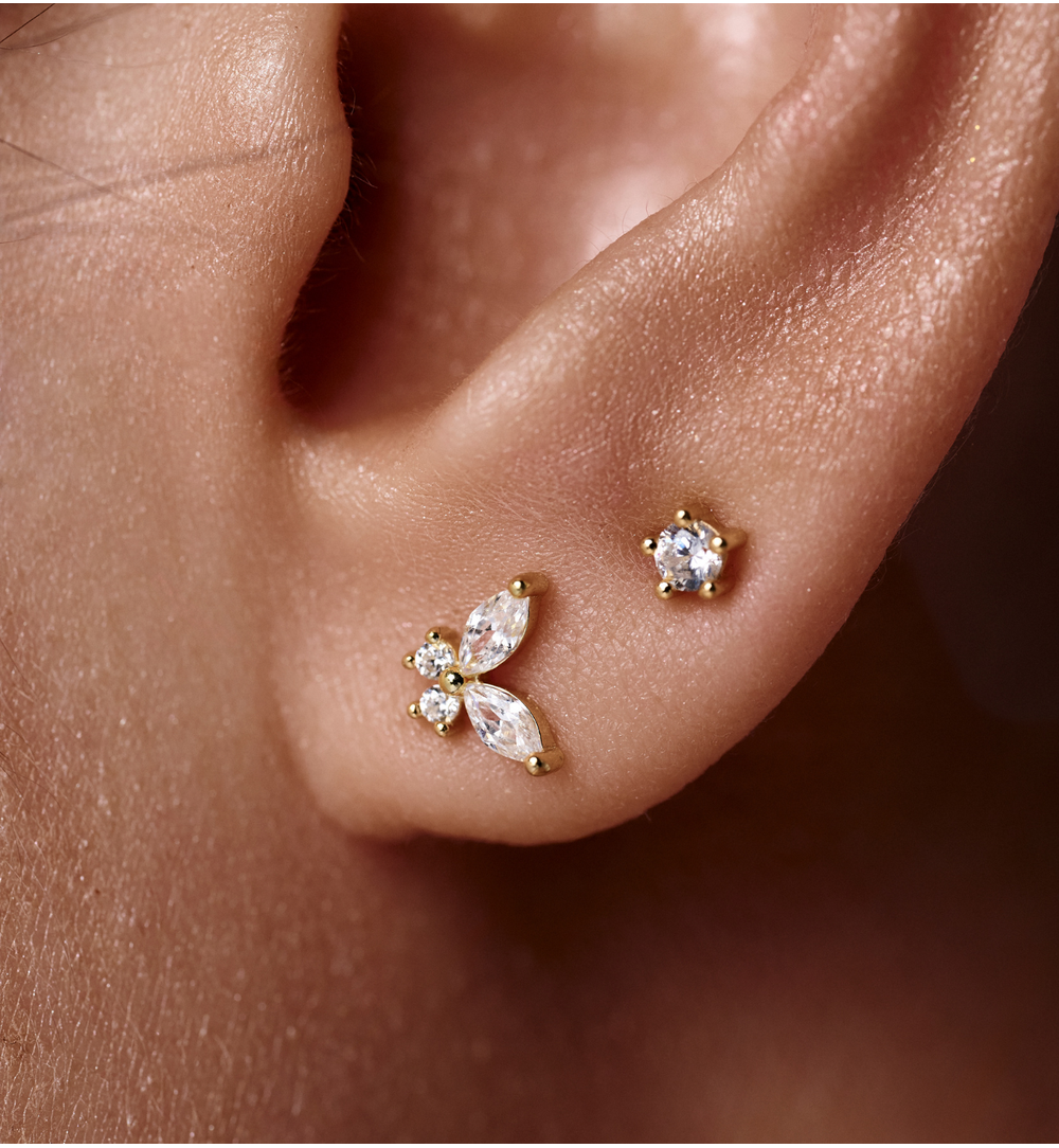 Zestaw kolczyków pozłacanych z cyrkoniami KLT0058