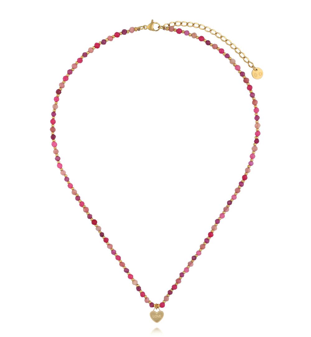 Naszyjnik fuksjowy z zawieszką LOVE NTW1586