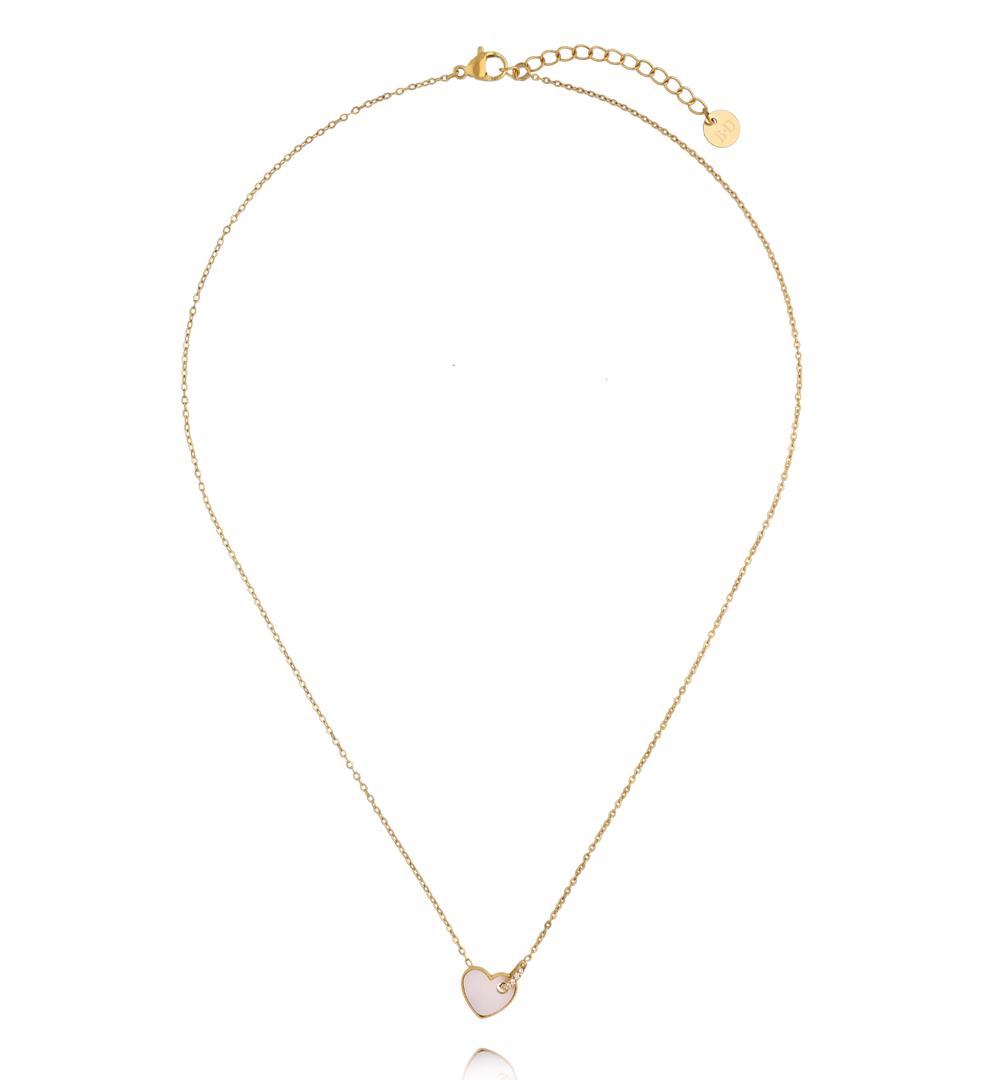 Naszyjnik złoty z serduszkiem z masy perłowej NSY0841