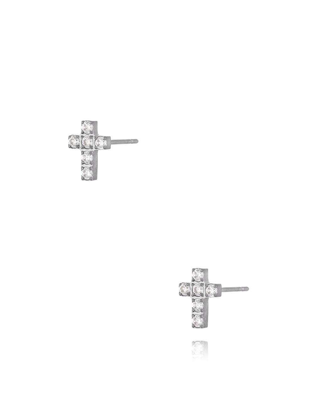 Kolczyki srebrne krzyżyki z cyrkoniami Cristal Cross KSA0941