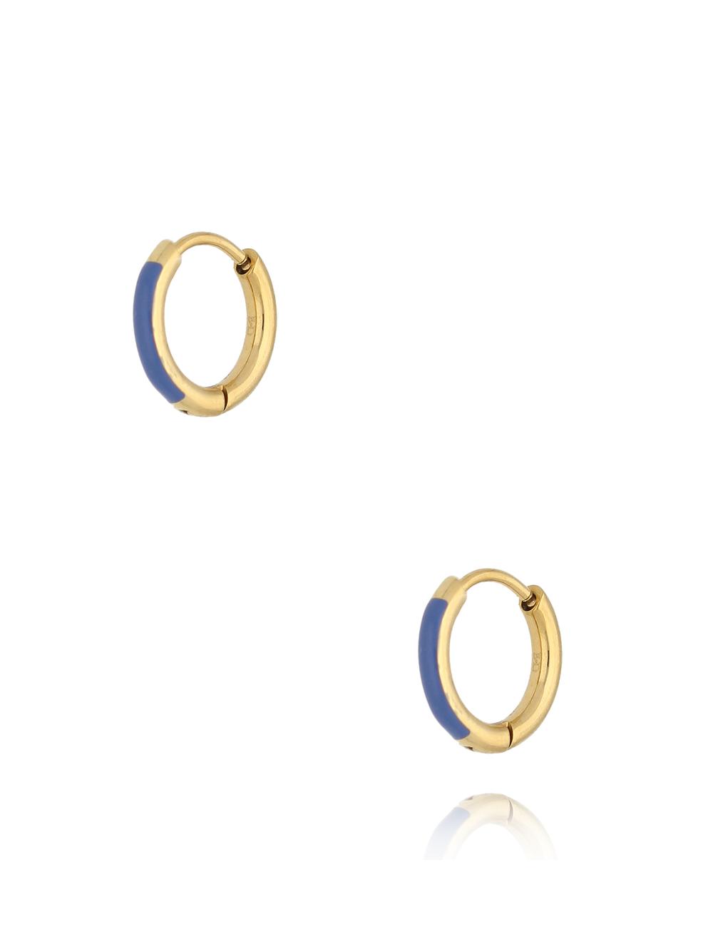 Kolczyki złote koła z niebieską emalią Enamel Small Hoops KSA1604