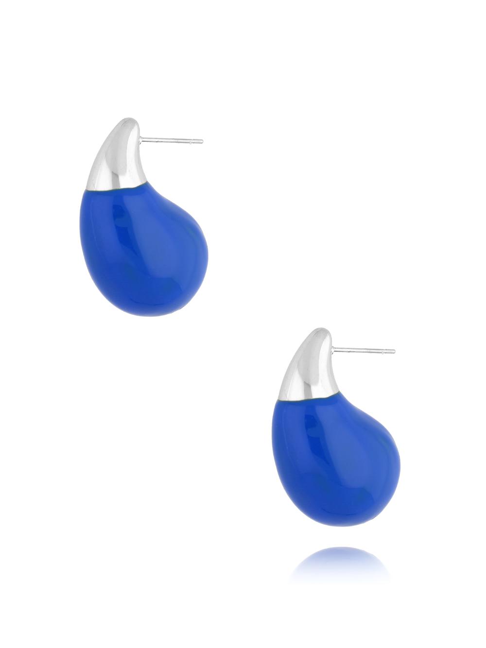Kolczyki srebrne łezki duże z granatową emalią Enamel Kylie KSA1681