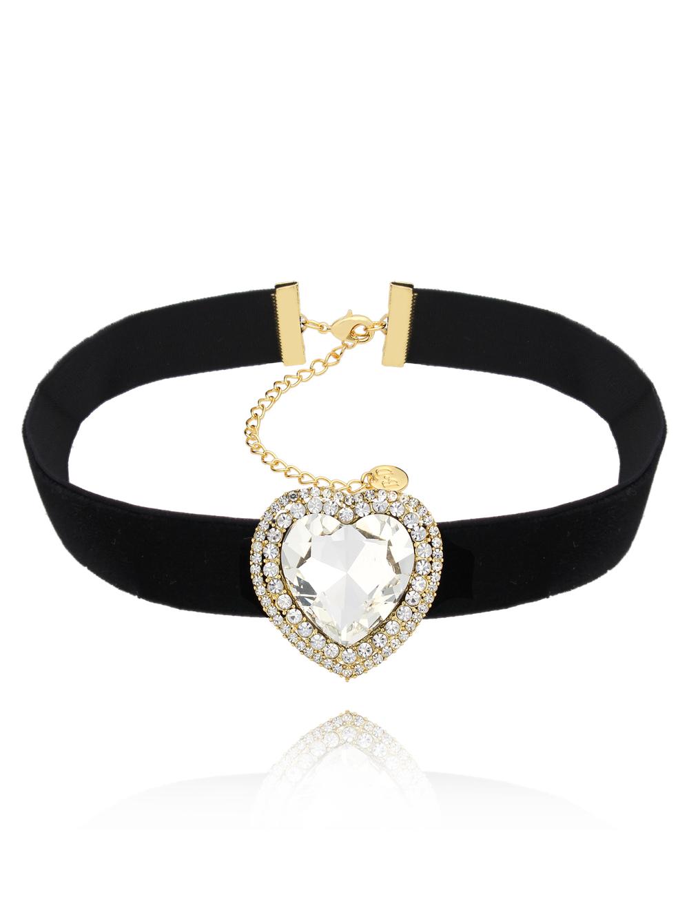 Choker czarny z kryształowym sercem Fabulous Heart NS0268