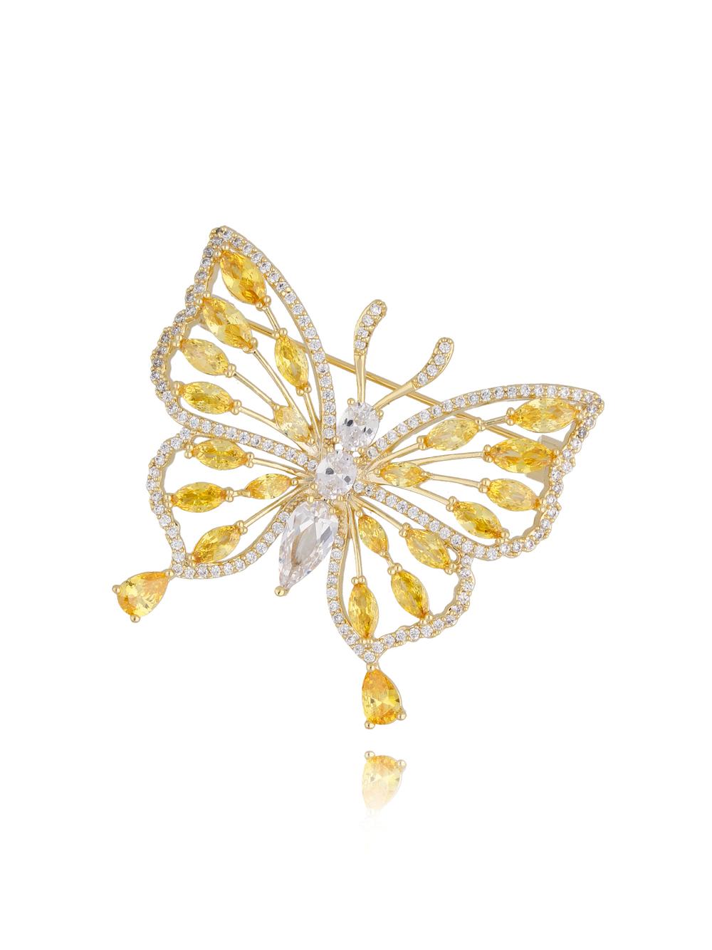 Broszka z żółtym motylem Butterfly BRMI0175