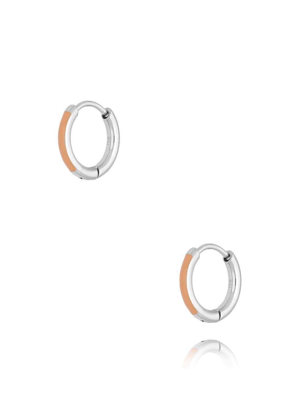 Kolczyki srebrne koła z brzoskwiniową emalią Enamel Small Hoops KSA1597