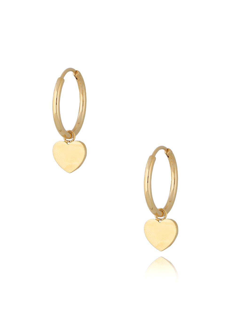 Kolczyki kółka złote z sercem Gold Hearts KSA0291