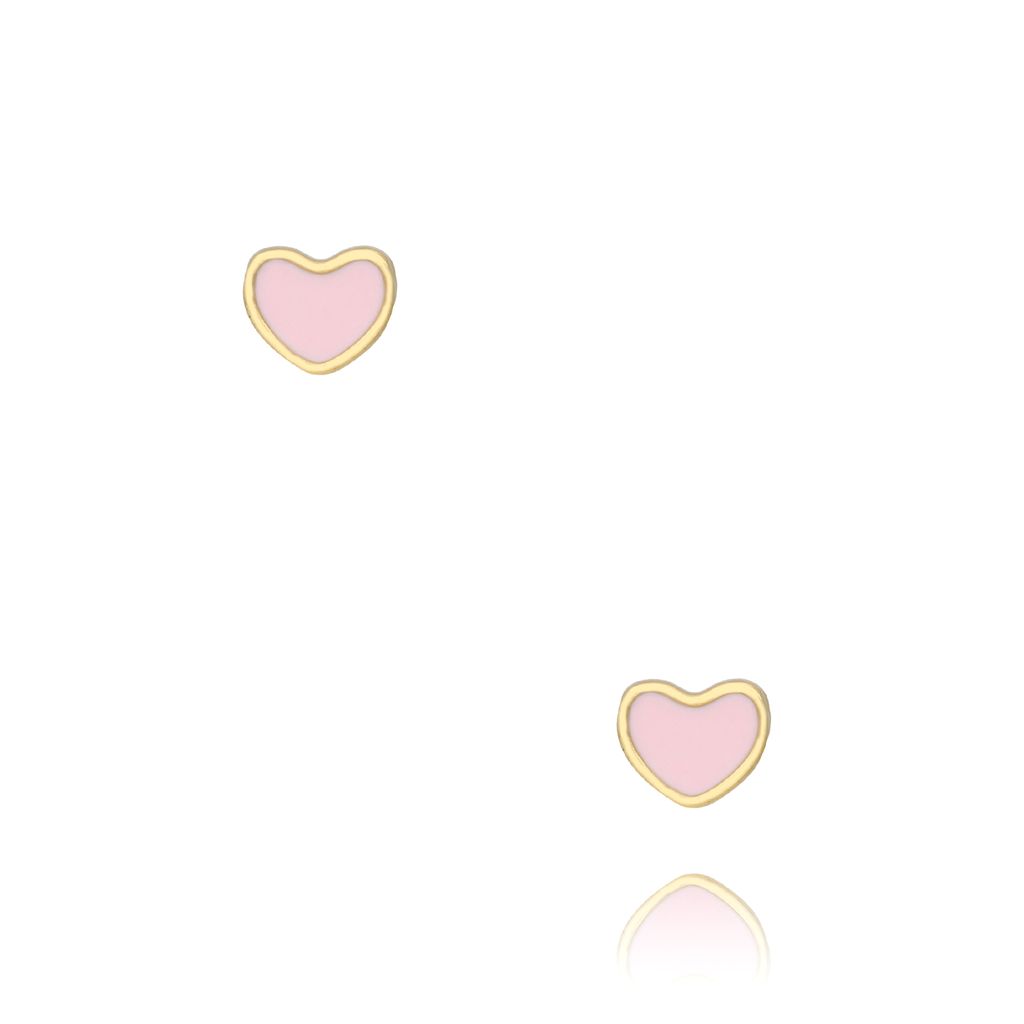 Kolczyki serca z różową emalią KSY0093