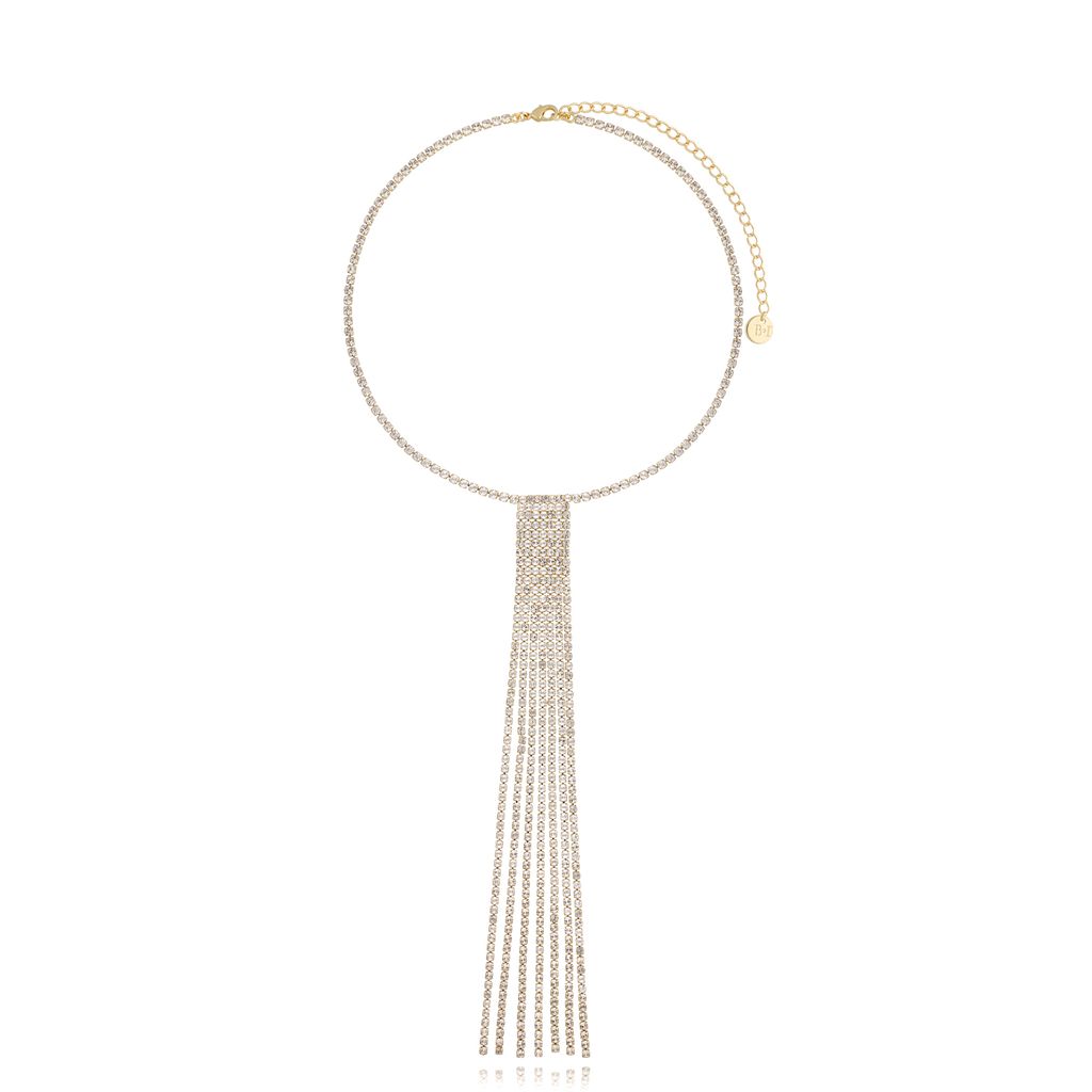 Naszyjnik złoty z transparentnymi kryształkami Carnival NS0155