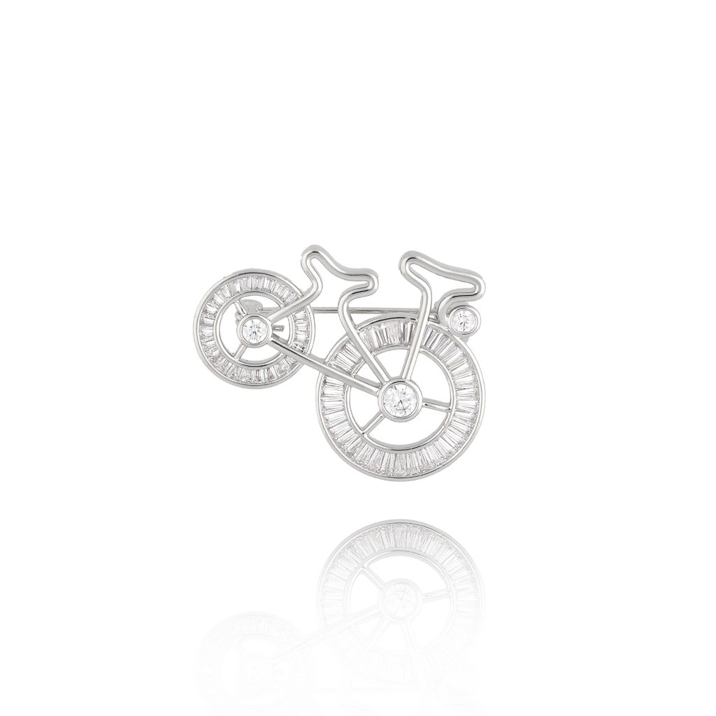Broszka z kryształowym srebrnym rowerem Bicyclette BRSS0226