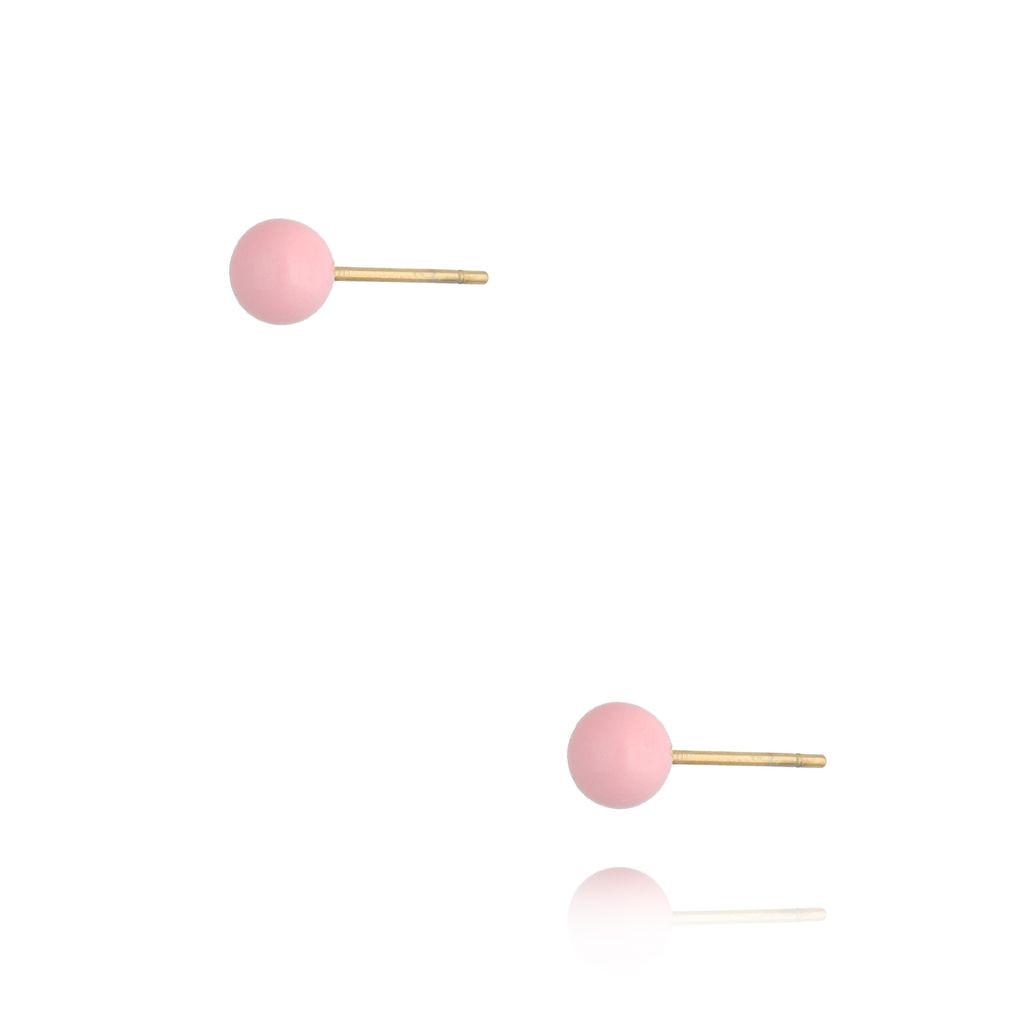 Kolczyki złote kulki z różową emalią 5 mm Enamel Balls KSA0782