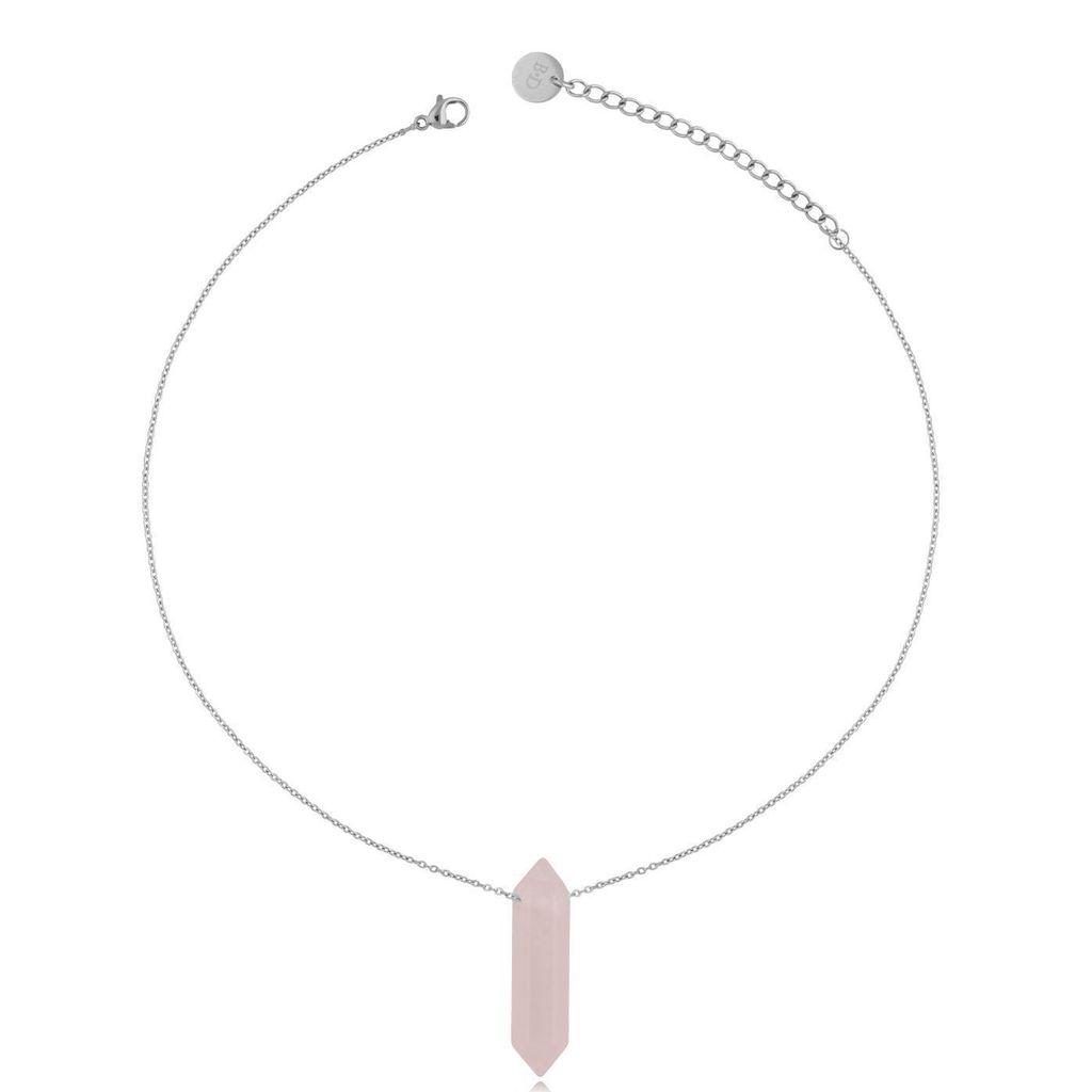 Naszyjnik srebrny z kwarcem różowym Mader 40 cm NLB0314