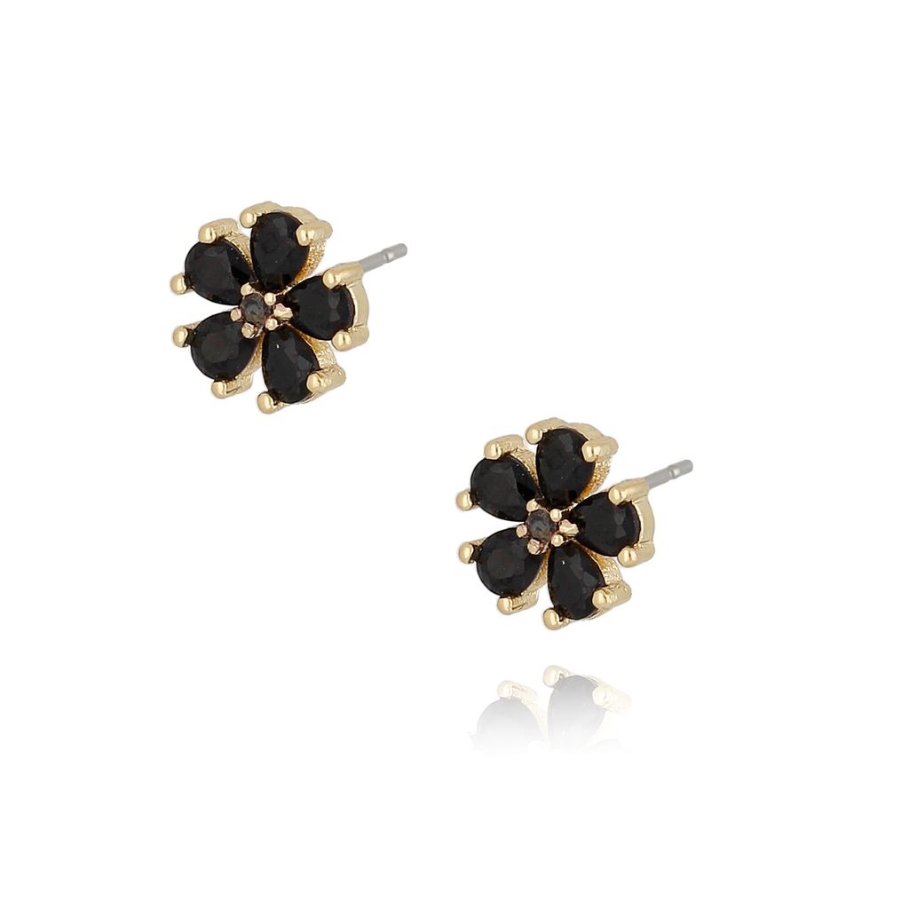 Kolczyki czarne kwiatki z kryształkami Annica KRG0764