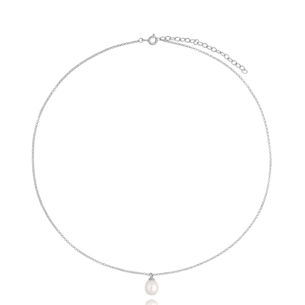 Naszyjnik srebrny z jasną perłą Lake NSE0136