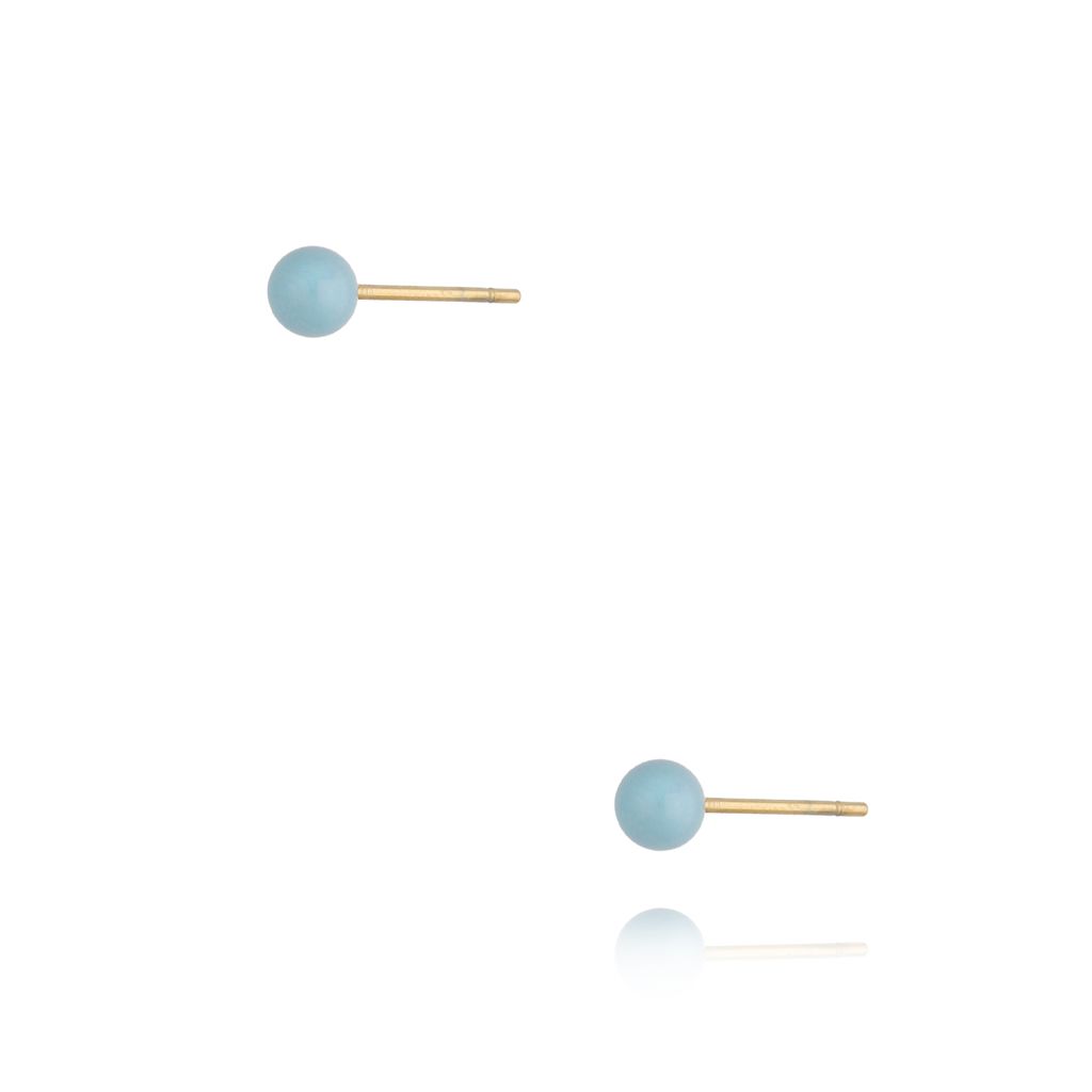 Kolczyki złote kulki z niebieską emalią 4 mm Enamel Balls KSA0795