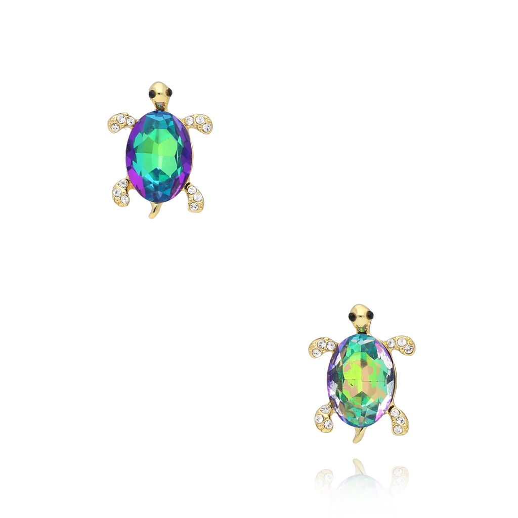 Kolczyki zielone z żółwikiem Lovely Turtles KSS1560