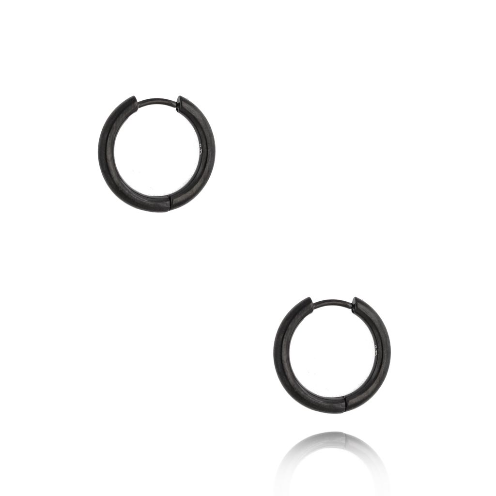 Kolczyki czarne kółka średnie 2,00 cm Basic KSA1013