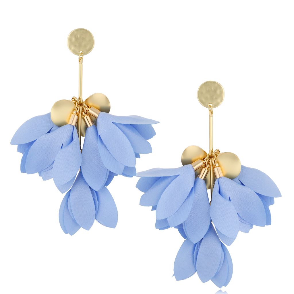 Kolczyki satynowe kwiaty jasno niebieskie Flower KBL1145