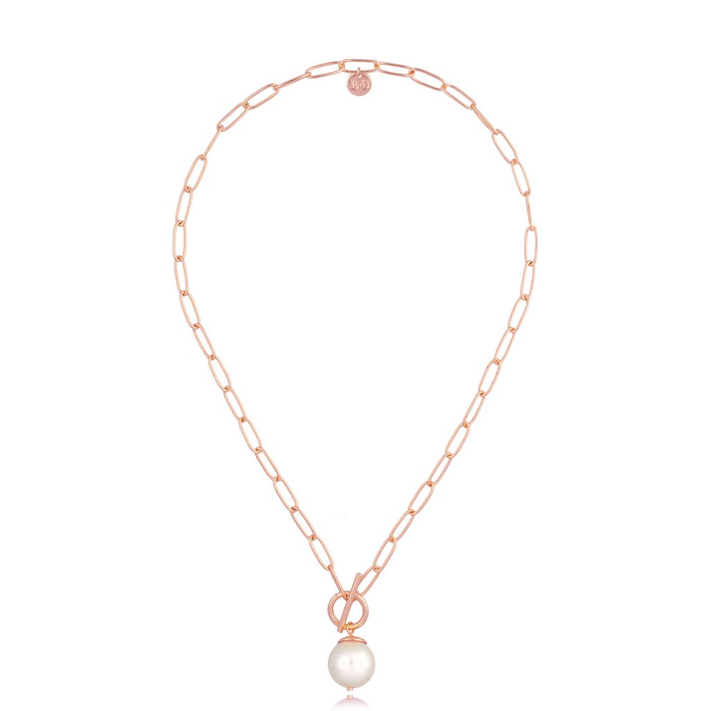 Naszyjnik różowe złoto łańcuch z perłą Yoko NRG0440