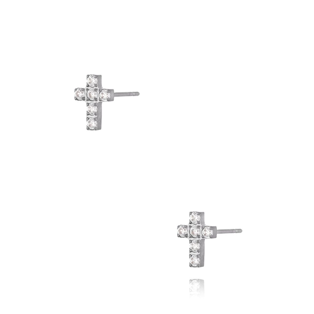 Kolczyki srebrne krzyżyki z cyrkoniami Cristal Cross KSA0941