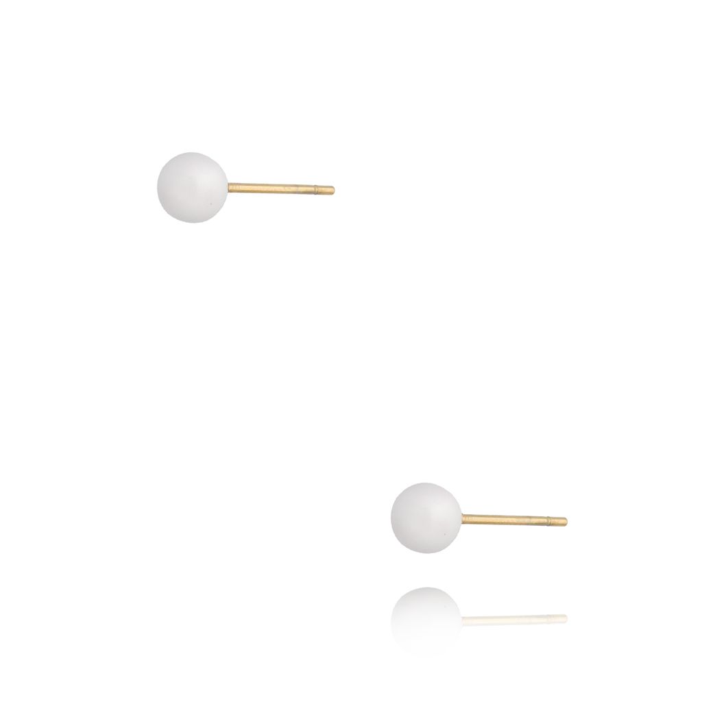 Kolczyki złote kulki z białą emalią 5 mm Enamel Balls KSA0781