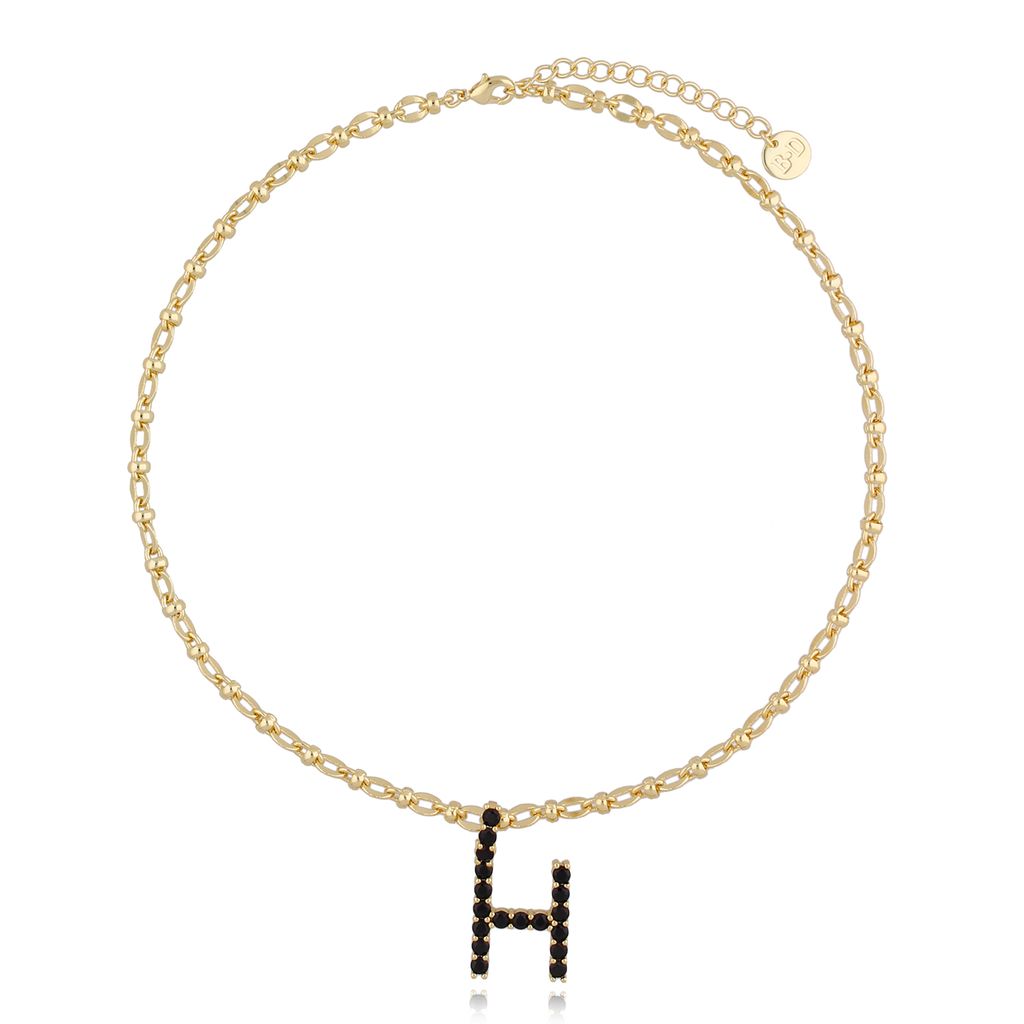 Naszyjnik złoty łańcuch z literą H NRG0227