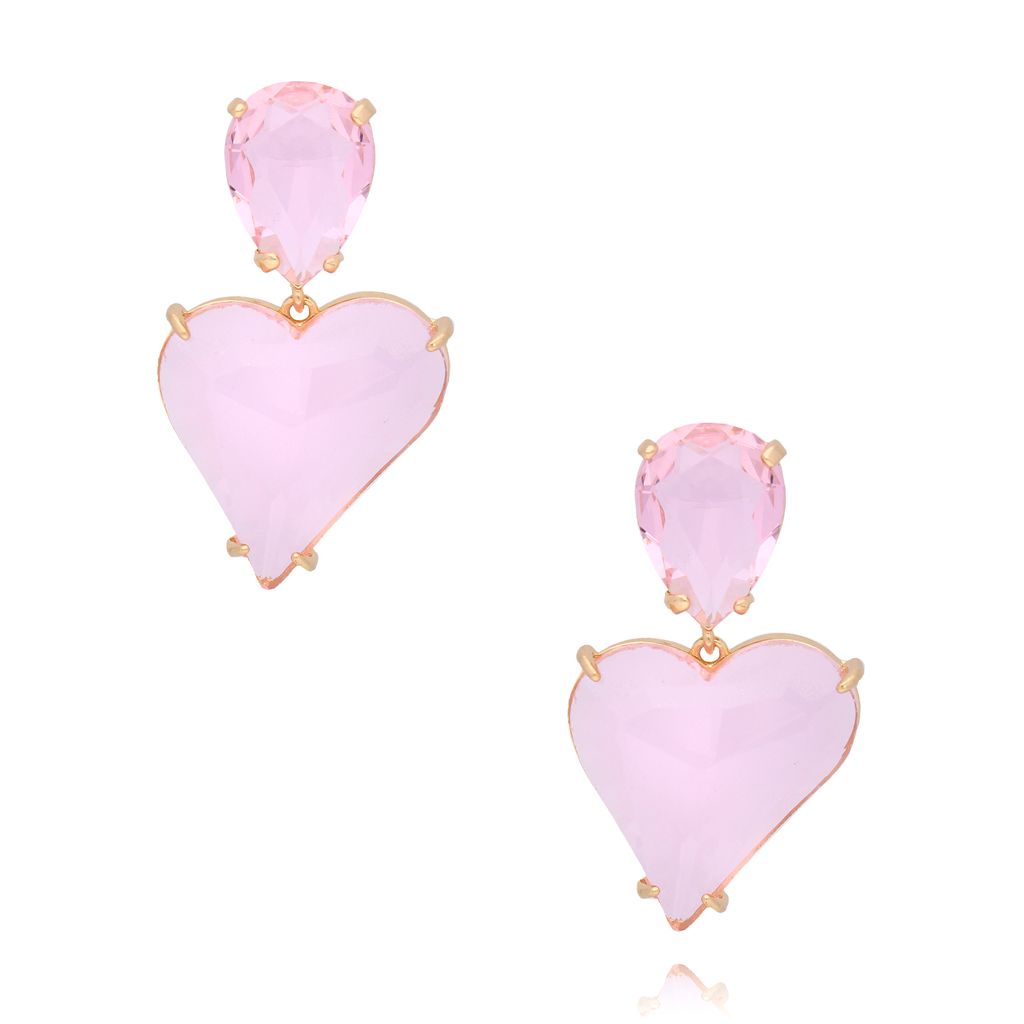 Kolczyki z różowymi sercami Luxury Shine KFF0303