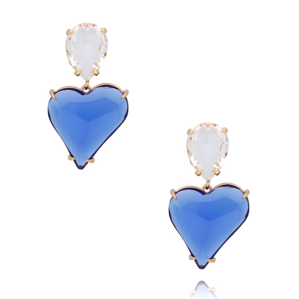 Kolczyki z niebieskimi sercami Luxury Shine KFF0301