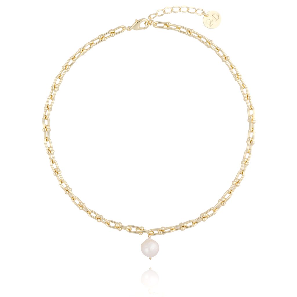 Naszyjnik złoty łańcuch  z perłą  NRG0147