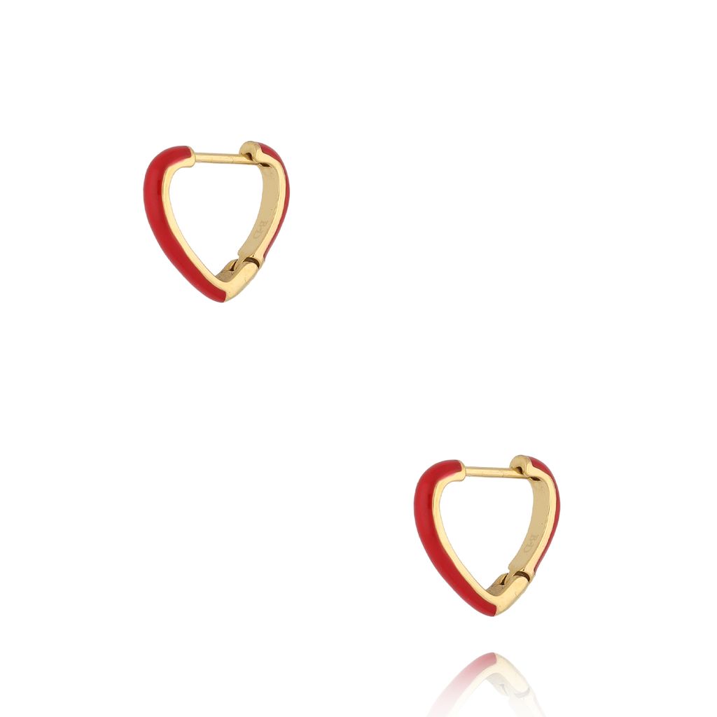 Kolczyki złote serca z czerwoną emalią Enamel Hearts KSA1748