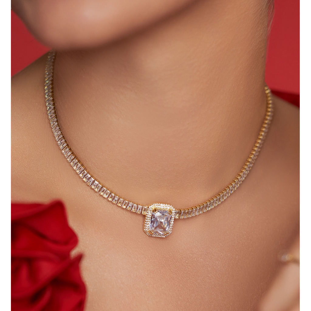 Naszyjnik złoty z kryształkami Mariah & Majestic NS0124