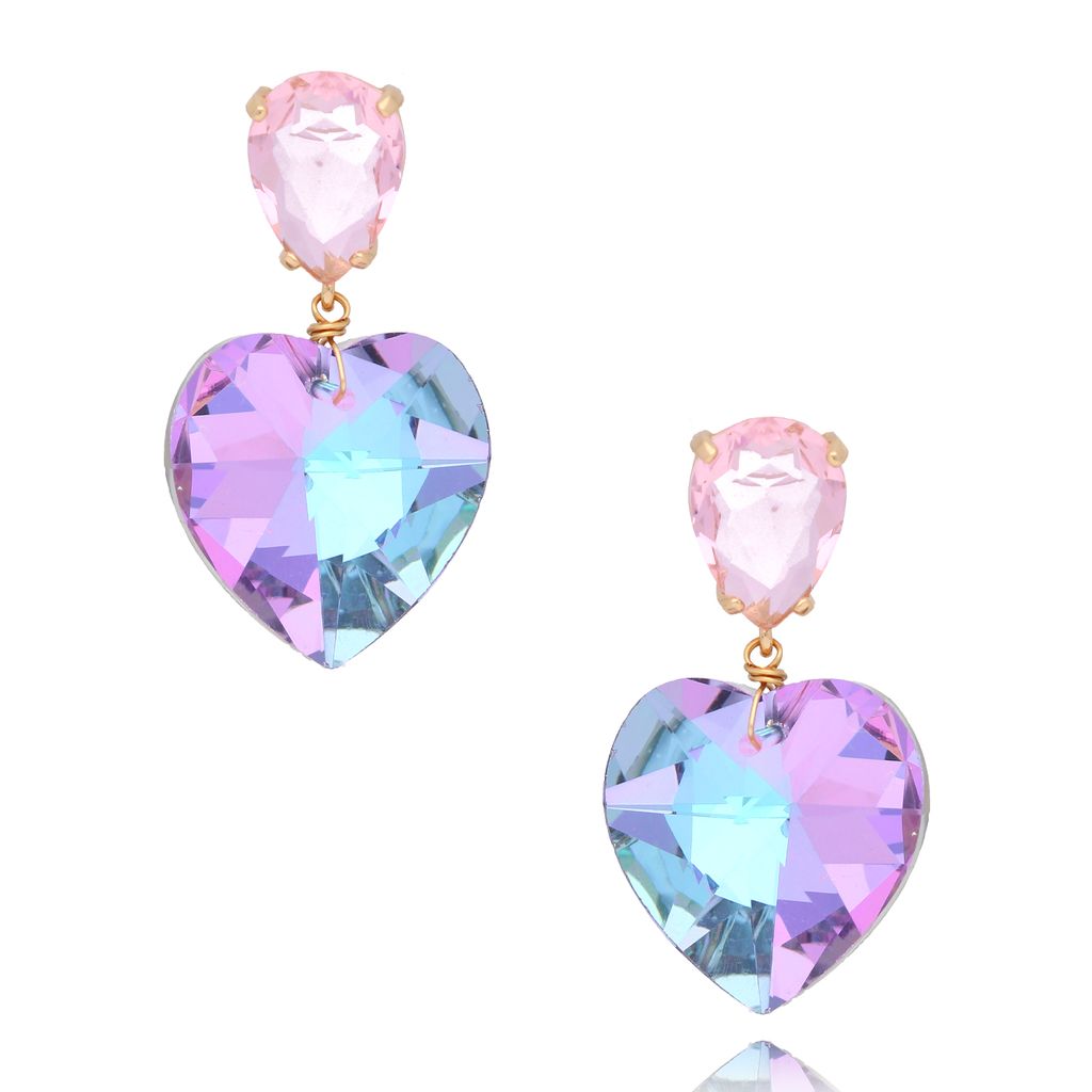 Kolczyki serca z liliowymi kryształami Osasco KFF0167