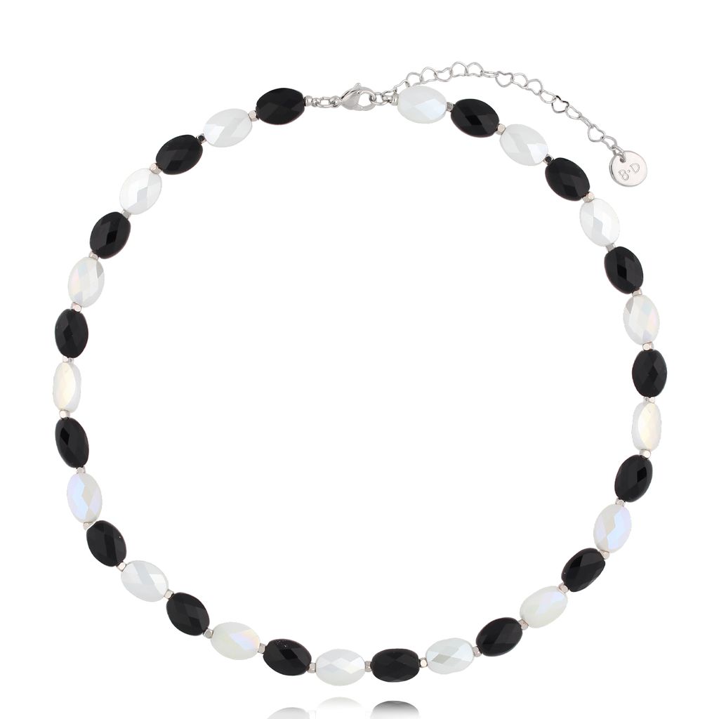 Naszyjnik z kryształkami czarno biały Togue NCY0015