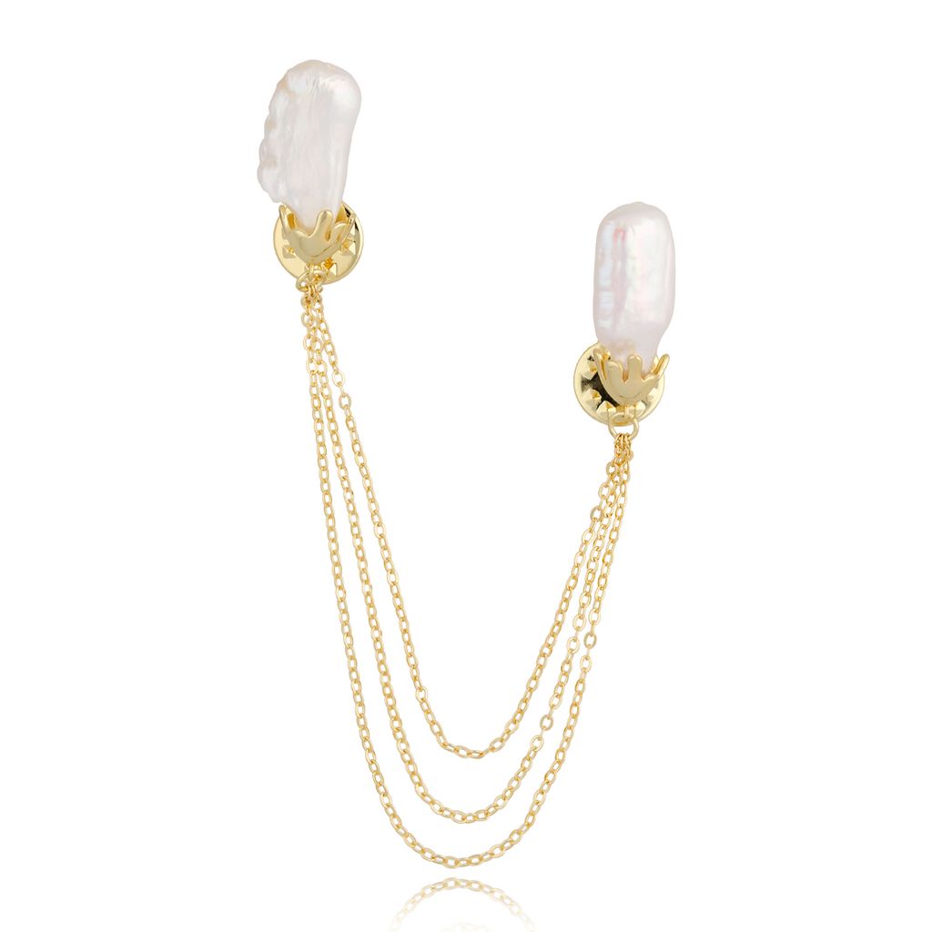 Broszka złota łańcuszkowa z perłami Amelie BRPE0011