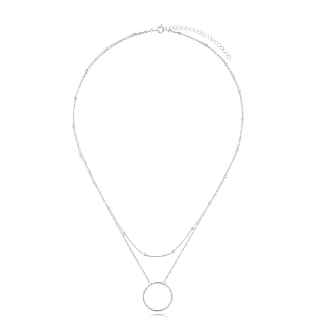 Naszyjnik srebrny z okrągłą zawieszką Gwendoline NSE0177