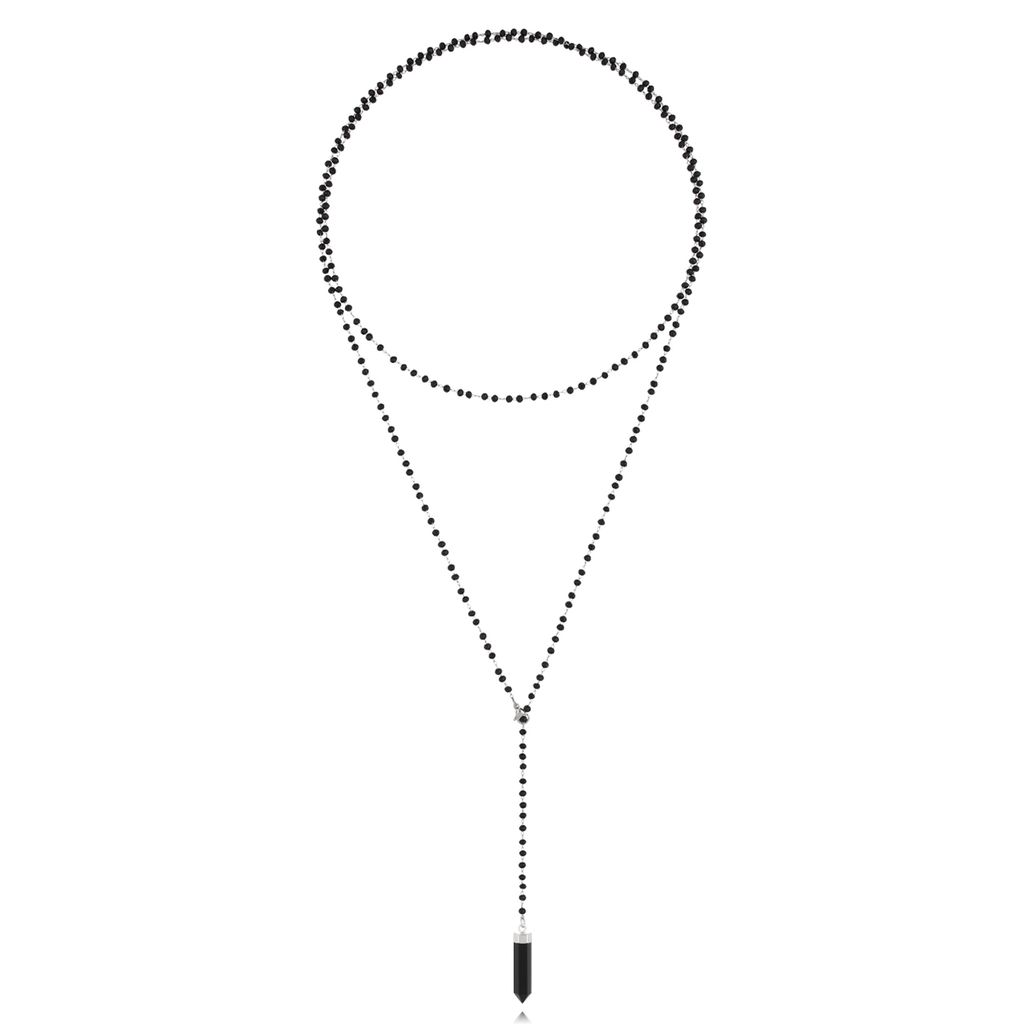 Naszyjnik z kryształkami czarny z zawieszką Cristalli NPA1211