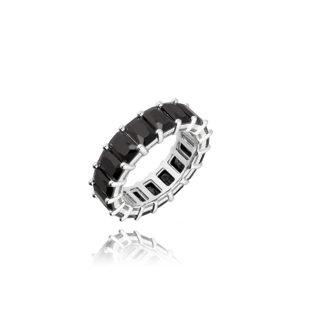 Pierścionek srebrny z czarnymi kryształkami PRG0183 rozmiar 18