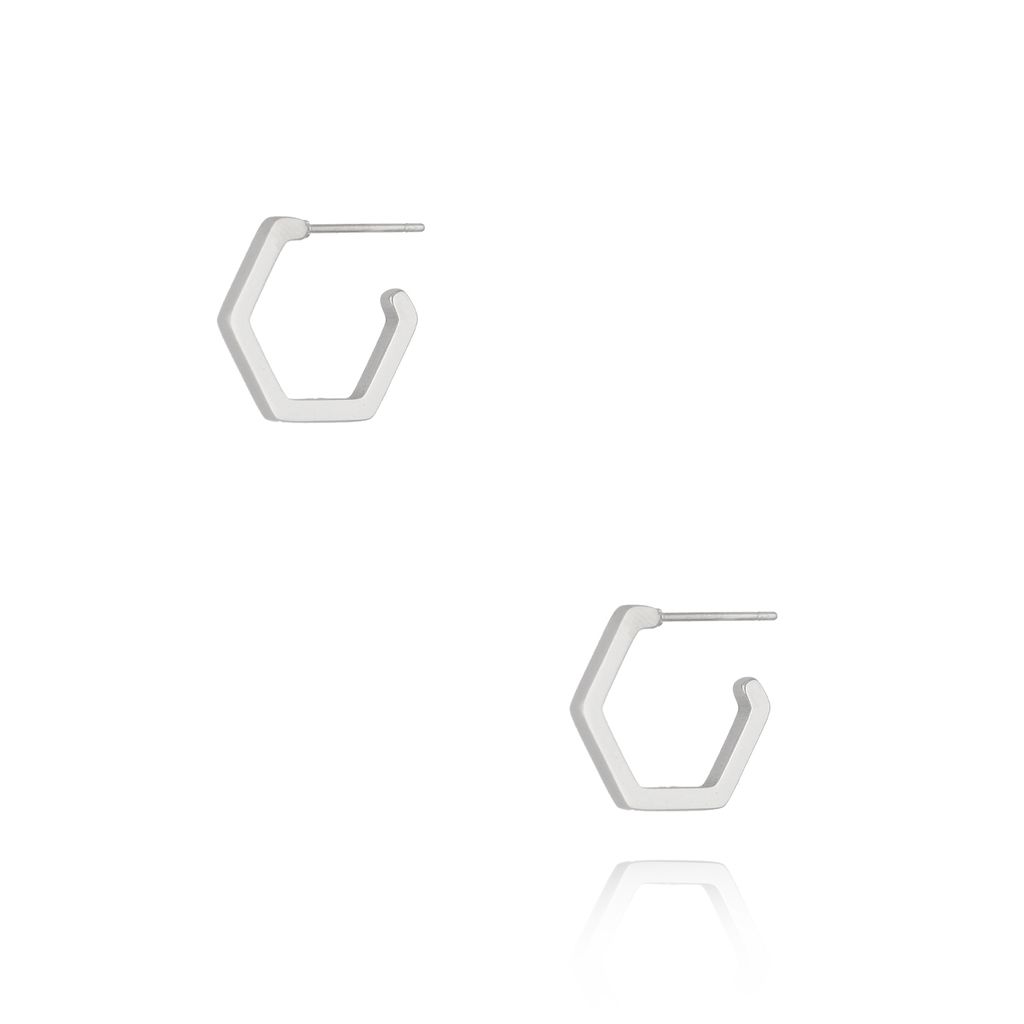 Kolczyki sześciokąty srebrne małe Hexagon KSA1018