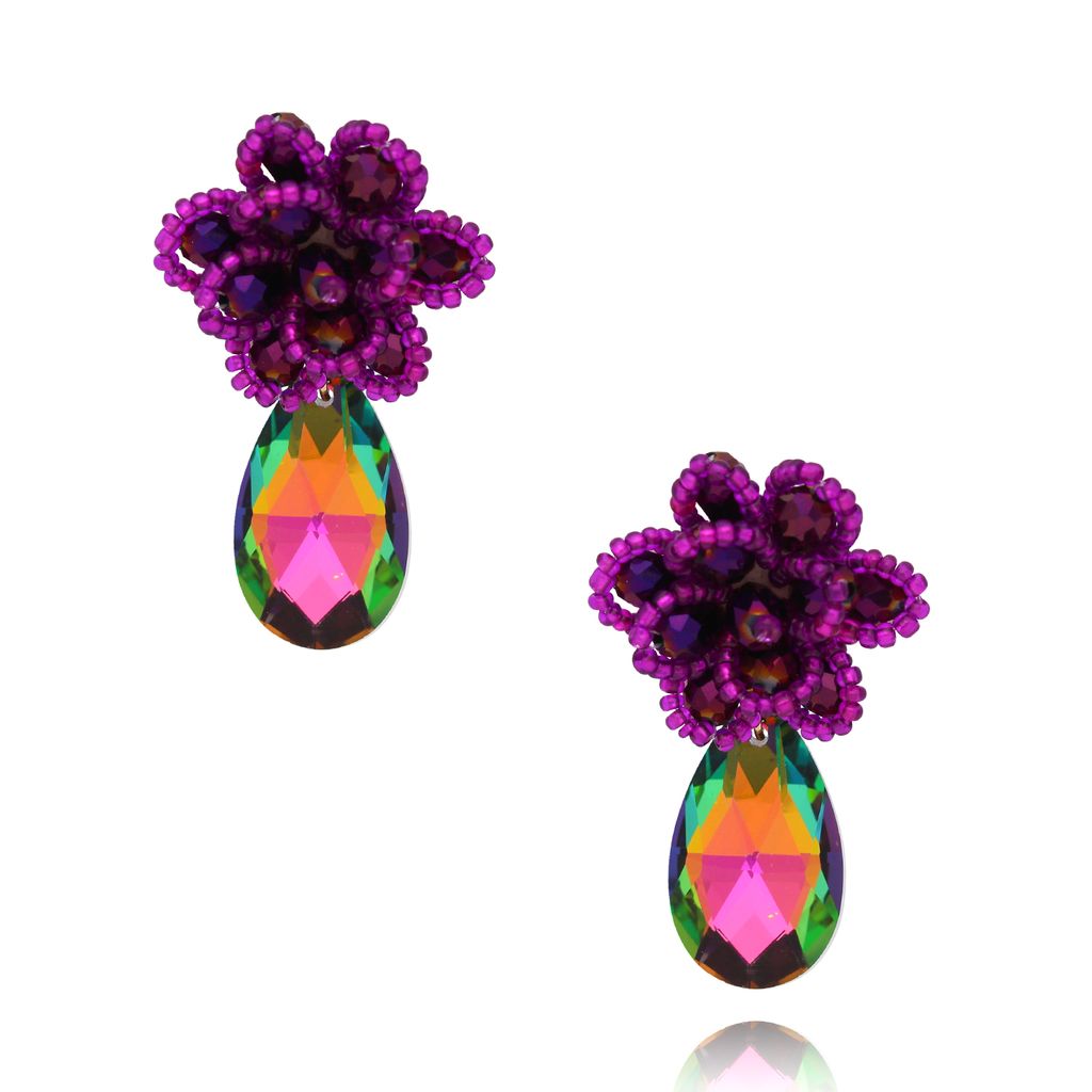 Kolczyki z fioletowymi kryształami Crystal Wonders KFF0295