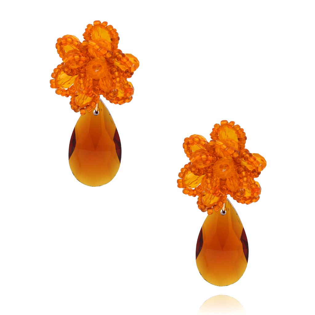Kolczyki z pomarańczowymi kryształami Crystal Wonders KFF0296